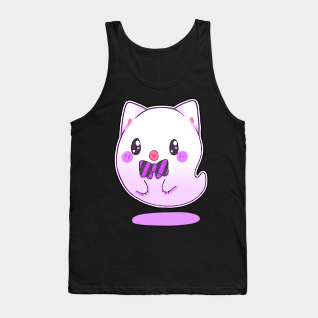 Boo - Ghost cat Tank Top by linkitty